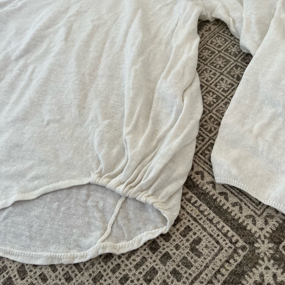 100% organic linen timeless minimalist Eileen Fisher ruched lagenlook shirt - Picture 2 of 7
